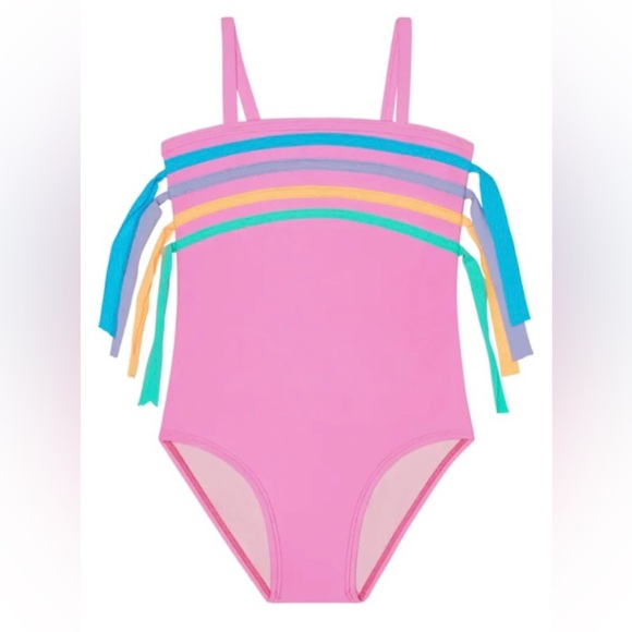 BEACH LINGO EUC SZ 4/5 Pink Swimsuit with Colorful Tassels - Picture 1 of 7
